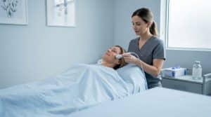 Skin tightening session in tranquil spa room