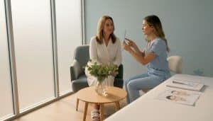 Client and provider discussing treatment options