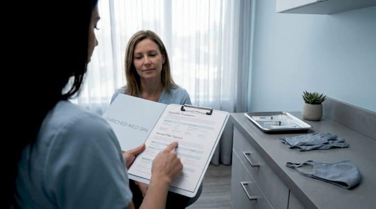 Consultation about cosmetic injectables in spa clinic