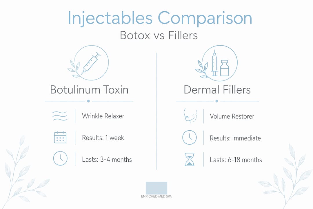 Botox versus dermal fillers comparison infographic