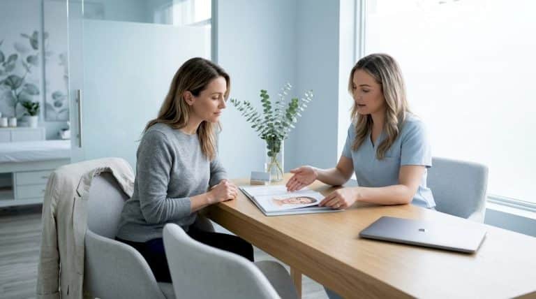 Med spa consultation with client and provider