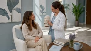 Client consulting with Botox practitioner