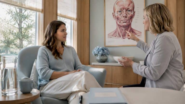 Client and practitioner discussing Botox treatment