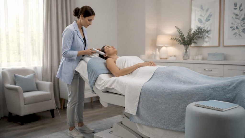 Skincare expert performing advanced rejuvenation treatment
