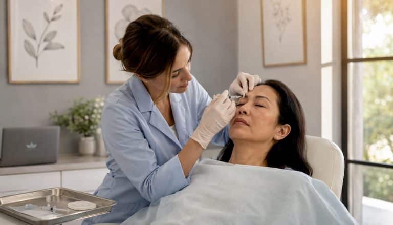 Dermatologist administering Botox injection