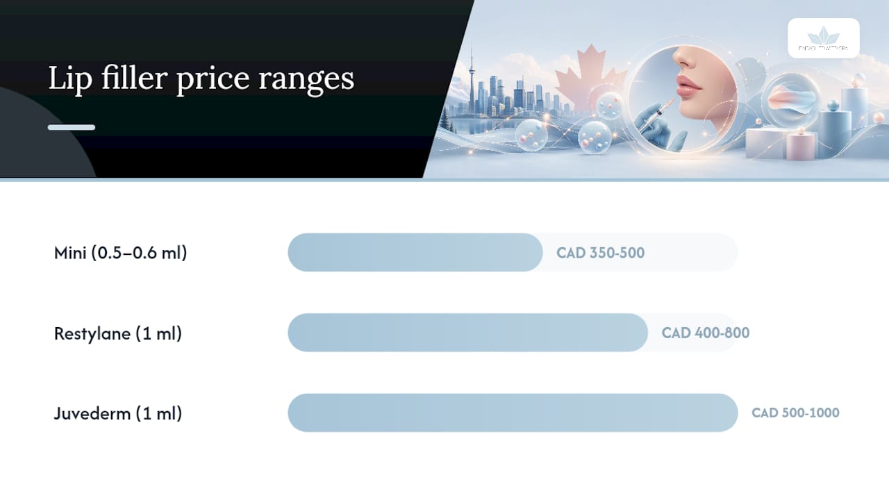 Canadian lip filler price range comparison