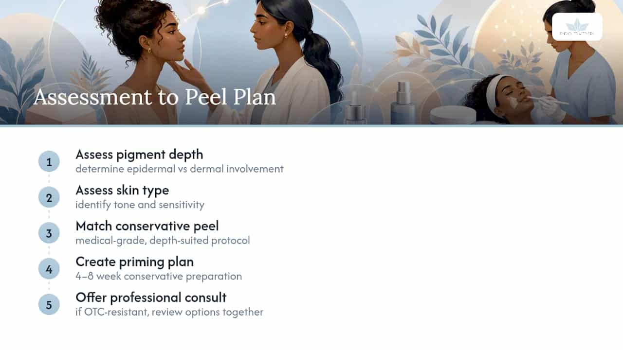 Considering a chemical peel for melasma? Start with an assessment — overview diagram