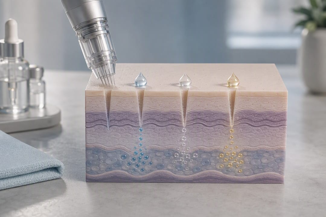 Illustration of topical agents entering microchannels