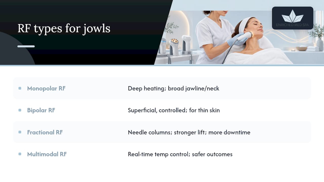 Types of RF used on the lower face and jowls — overview diagram