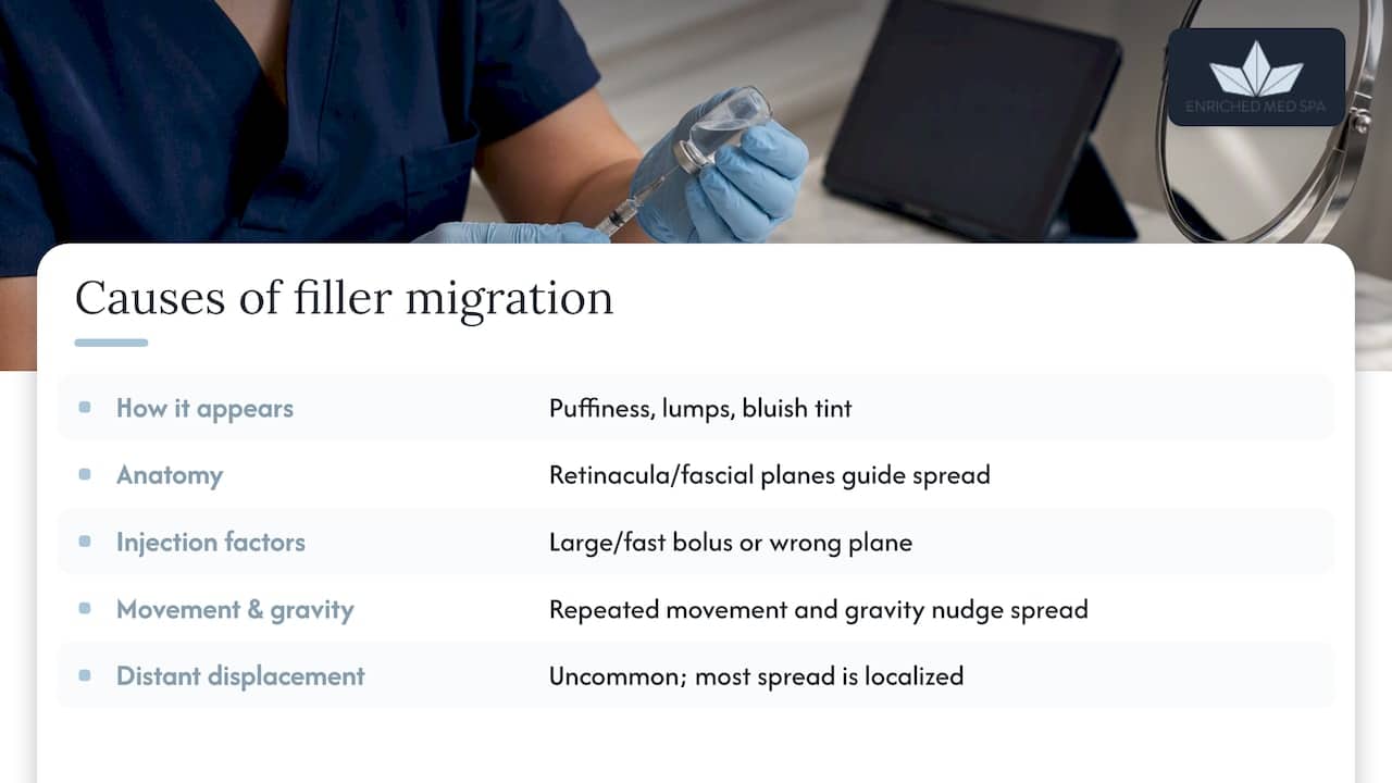 What causes filler to move under the skin — overview diagram