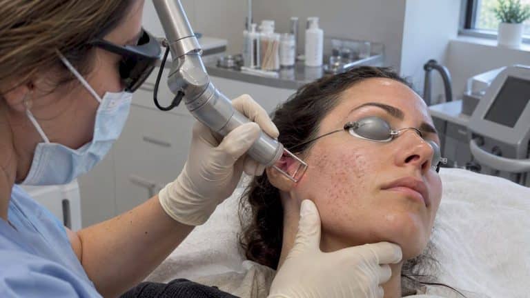 Clinician performing fractional CO2 scar resurfacing