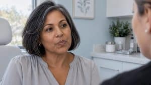 Natural vertical lines visible around a woman's lips